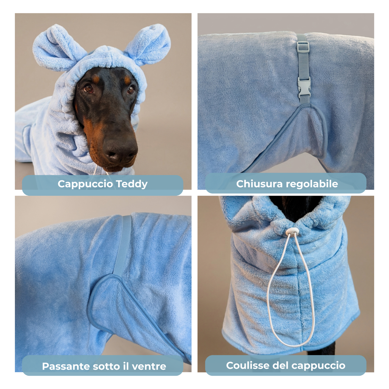 Accappatoio in Microfibra Teddy per Cani