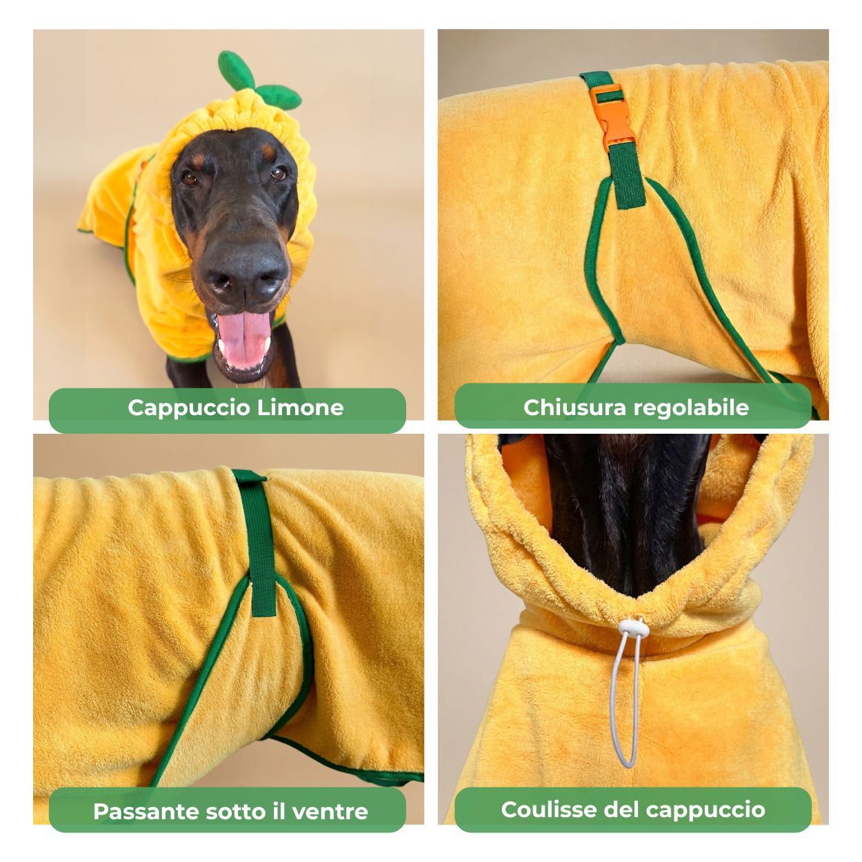 Accappatoio in Microfibra Lemon per Cani